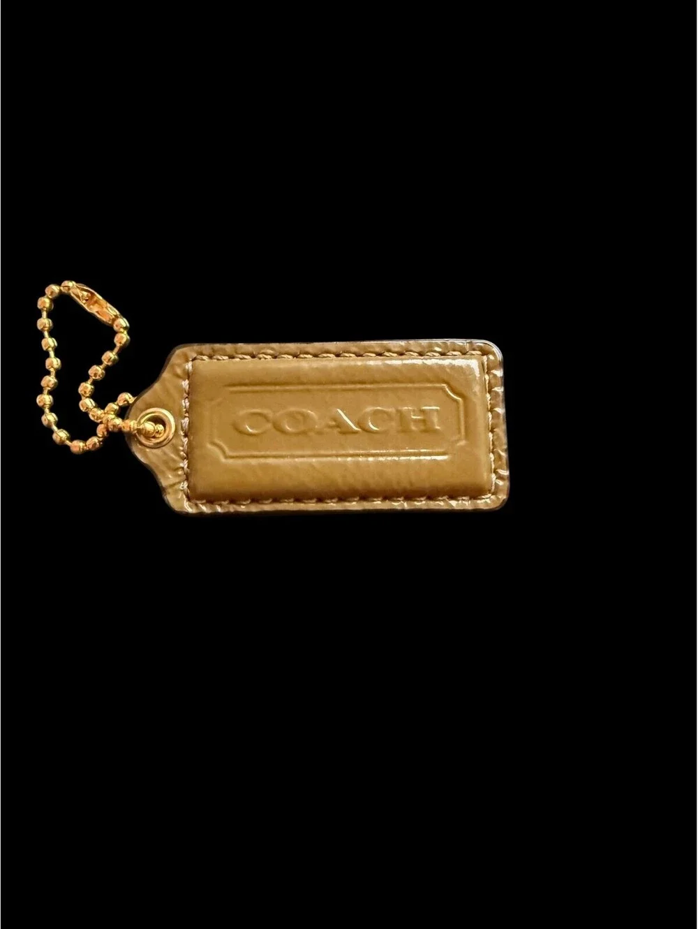 Coach Leather Hangtag - Patent Saddle Brown 2.25